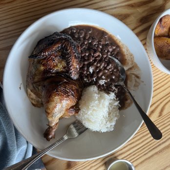 Embur - Half chicken with black beans and rice  Sweet plantains - Desserts Near Me - Greensboro, North Carolina