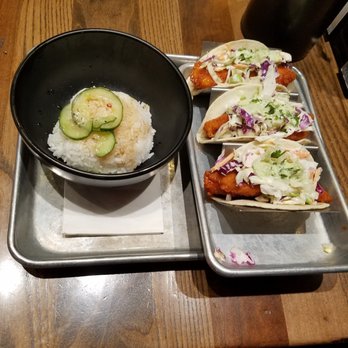 Ponko Chicken - Ponko rice with spicy ponko chicken tacos. - Asian Fusion Near Me - Atlanta, Georgia