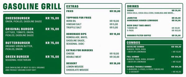 Menu photo 4 Gasoline Grill København, Menu photo 4 Gasoline Grill København,
