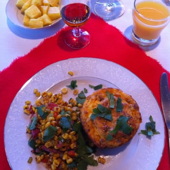 Miner's Delight - Bob's frittata with fresh salsa; roasted corn and ham strips. Fresh OJ, pineapple...and a small refreshment. - Bed & Breakfast Near Me - Atlantic City, Wyoming Miner's Delight - Bob's frittata with fresh salsa; roasted corn and ham strips. Fresh OJ, pineapple...and a small refreshment. - Bed & Breakfast Near Me - Atlantic City, Wyoming