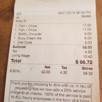 Pickled Fish Restaurant - The 20% gratuity is labeled "Living Wage" and additional tipping is allowed (if not encouraged) on the slip you sign. - New American Near Me - Long Beach, Washington Pickled Fish Restaurant - The 20% gratuity is labeled "Living Wage" and additional tipping is allowed (if not encouraged) on the slip you sign. - New American Near Me - Long Beach, Washington