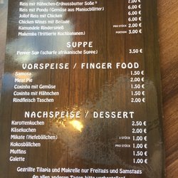 Afrique Unique - Speisekarte Seite 1