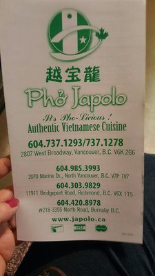 Menu photo 6 Pho Japolo Vancouver, BC