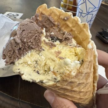 Yellowstone Perk - Chocolate and chocolate chip ice cream in waffle cone. - Coffee & Tea Near Me - Gardiner, Montana