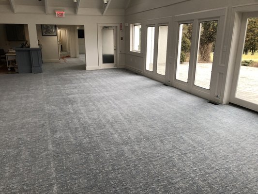 Commercial Carpet Installation - Here are photos of a recent Stanton Woven Patterned Commercial Glue Down Carpet Installation with existing carpet removal and floor preparation/leveling for an upscale golf club in Demerest, NJ. Call us today for your free estimate! Commercial Carpet Installation - Here are photos of a recent Stanton Woven Patterned Commercial Glue Down Carpet Installation with existing carpet removal and floor preparation/leveling for an upscale golf club in Demerest, NJ. Call us today for your free estimate!