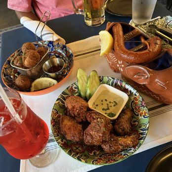 Faria - Vinegar Chicken Wings, Linguiça Assada, Polenta fritters - Portuguese Near Me - Kailua, Hawaii Faria - Vinegar Chicken Wings, Linguiça Assada, Polenta fritters - Portuguese Near Me - Kailua, Hawaii