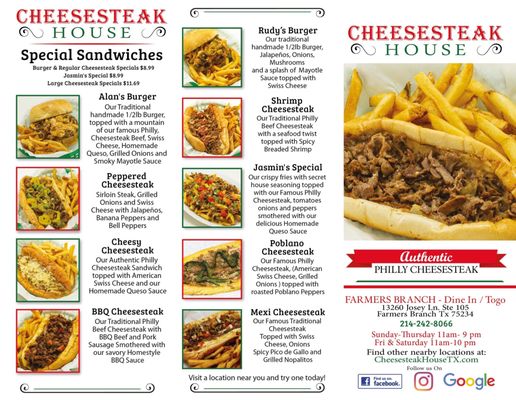 Menu photo 1 Cheesesteak House Farmers Branch, TX