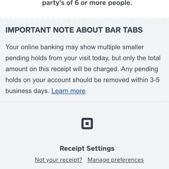 Claim 52 Brewing - The policy listed on the receipt showing the funds will take days to be released. - Breweries Near Me - Eugene, Oregon