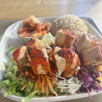 Blossom Tree - Tofu bibimbap with lettuce base, kimchi and brown rice - Korean Near Me - Atlanta, Georgia