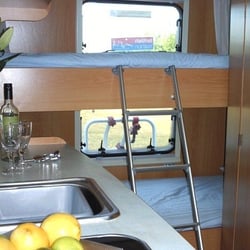 New Forest Motor Home Hire - Rear Bunk beds
