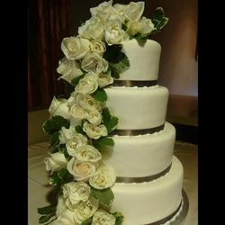 Sunshine Cake Studio - Cascading white roses wedding cake