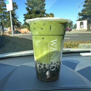 Wanpo Tea Shop - Matcha Latte added mini boba - Bubble Tea Near Me - Millbrae, California Wanpo Tea Shop - Matcha Latte added mini boba - Bubble Tea Near Me - Millbrae, California