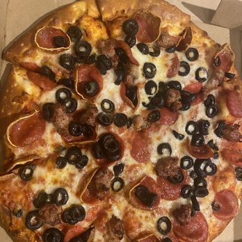Pizza Guys - Small pizza with cup & crisp pepperoni, Italian sausage, and black olives. Delicious, delicious, delicious! - Pizza Near Me - Chatsworth, California