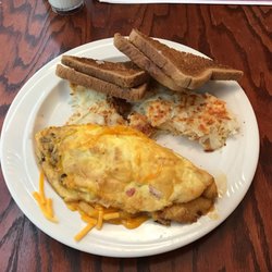 Maria's Family Restaurant - Western omelette with hash browns and wheat toast.