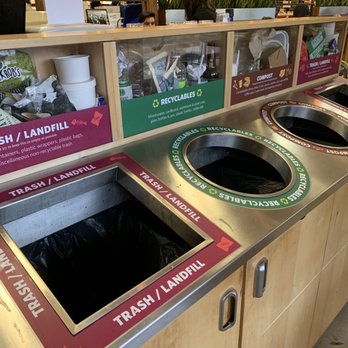 Ellwood Thompson's - Trash/recycling area clearly labels what goes where with actual examples over - Fruits & Veggies Near Me - Richmond, Virginia Ellwood Thompson's - Trash/recycling area clearly labels what goes where with actual examples over - Fruits & Veggies Near Me - Richmond, Virginia