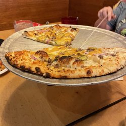 Rx Pizza & Bar Downtown Bryan - Pizza of the month hamburger and cheese.