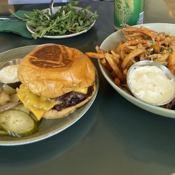 Gather  - Smash burger  Garlic park fries - Coffee & Tea Near Me - Harbert, Michigan