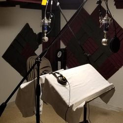 Collins Studio - Getting ready for recording vocals with  Blue Bottle Rocket Microphones