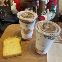Caffe Kilim And Market - Iced fluffy candy cane lattes, lemon pound cake