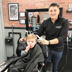 Armstrong's Barber Shop - Getting the little guy a cut!!