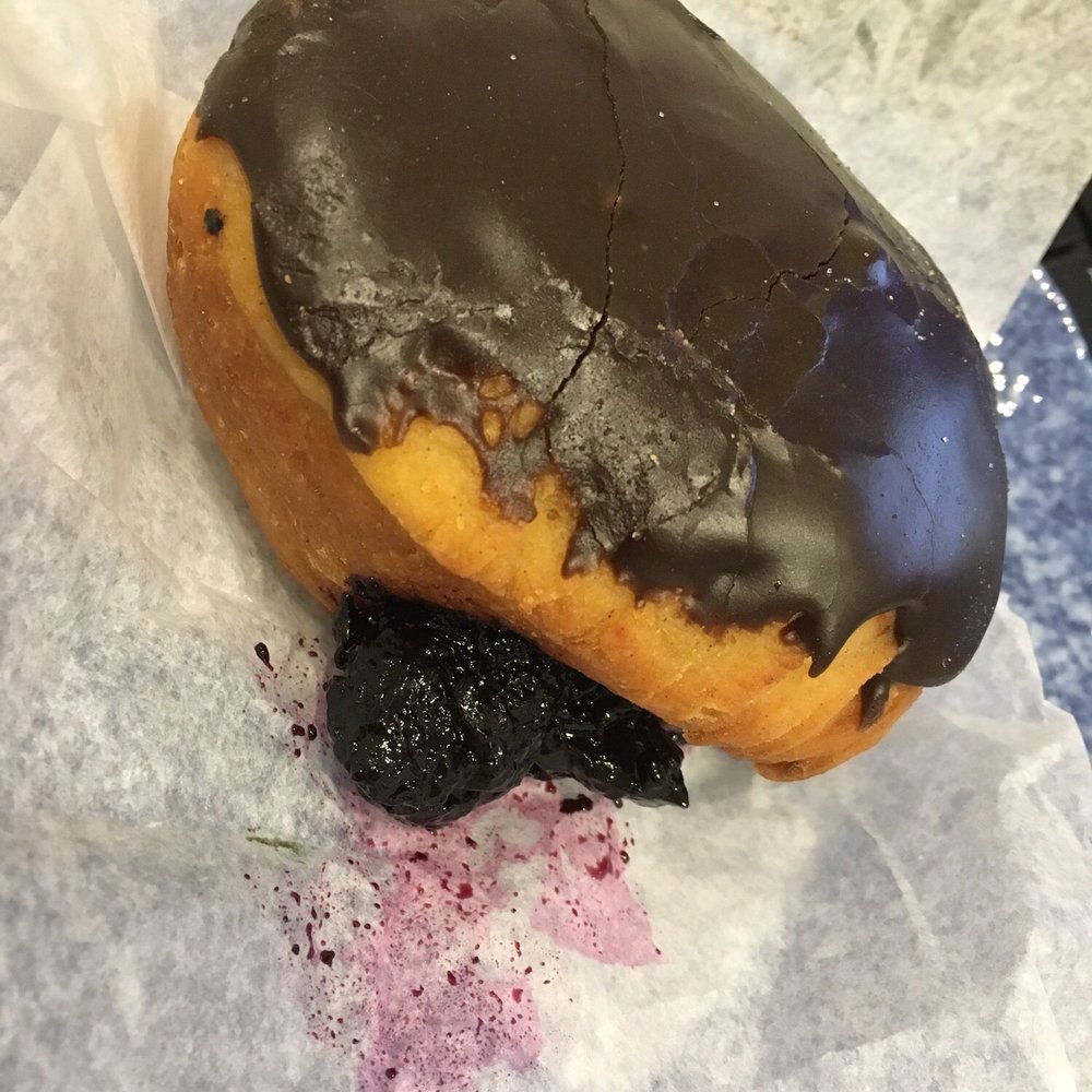 Orwashers - Chocolate doughnut with black raspberry doughnut (not too much of a fan) - Bakeries Near Me - New York, New York Orwashers - Chocolate doughnut with black raspberry doughnut (not too much of a fan) - Bakeries Near Me - New York, New York