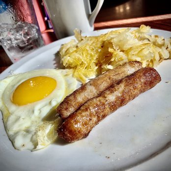 Upper Deck - a plate of food with eggs, sausage and sauerkraut - New American Near Me - Klamath Falls, Oregon Upper Deck - a plate of food with eggs, sausage and sauerkraut - New American Near Me - Klamath Falls, Oregon