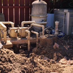 pool equipment with several  damaged pipes