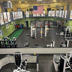 West Suburban YMCA - Fitness center with cardio mezzanine