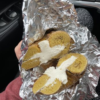 Ruby's New York Style Bagels - French toast bagel with plain cream cheese - Bagels Near Me - Mount Pleasant, South Carolina Ruby's New York Style Bagels - French toast bagel with plain cream cheese - Bagels Near Me - Mount Pleasant, South Carolina