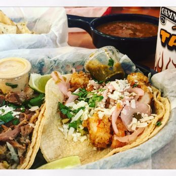 Torchy's Tacos - Baja shrimp taco & Green chile pork taco. - Tex-Mex Near Me - Houston, Texas
