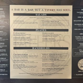 Taffer’s Tavern Orlando - Dinner menu - Wine Bars Near Me - Orlando, Florida