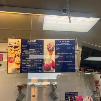 Baskin-Robbins - a menu and a television - Ice Cream & Frozen Yogurt Near Me - Modesto, California