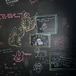 Shelf Indulgence Used Book Cafe - Bathroom wall graffiti