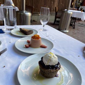 Sociale - Chocolate Oblivion Cake, Chocolate Banana Bread Pudding and Blood Orange Panna Cotta - Italian Near Me - San Francisco, California Sociale - Chocolate Oblivion Cake, Chocolate Banana Bread Pudding and Blood Orange Panna Cotta - Italian Near Me - San Francisco, California