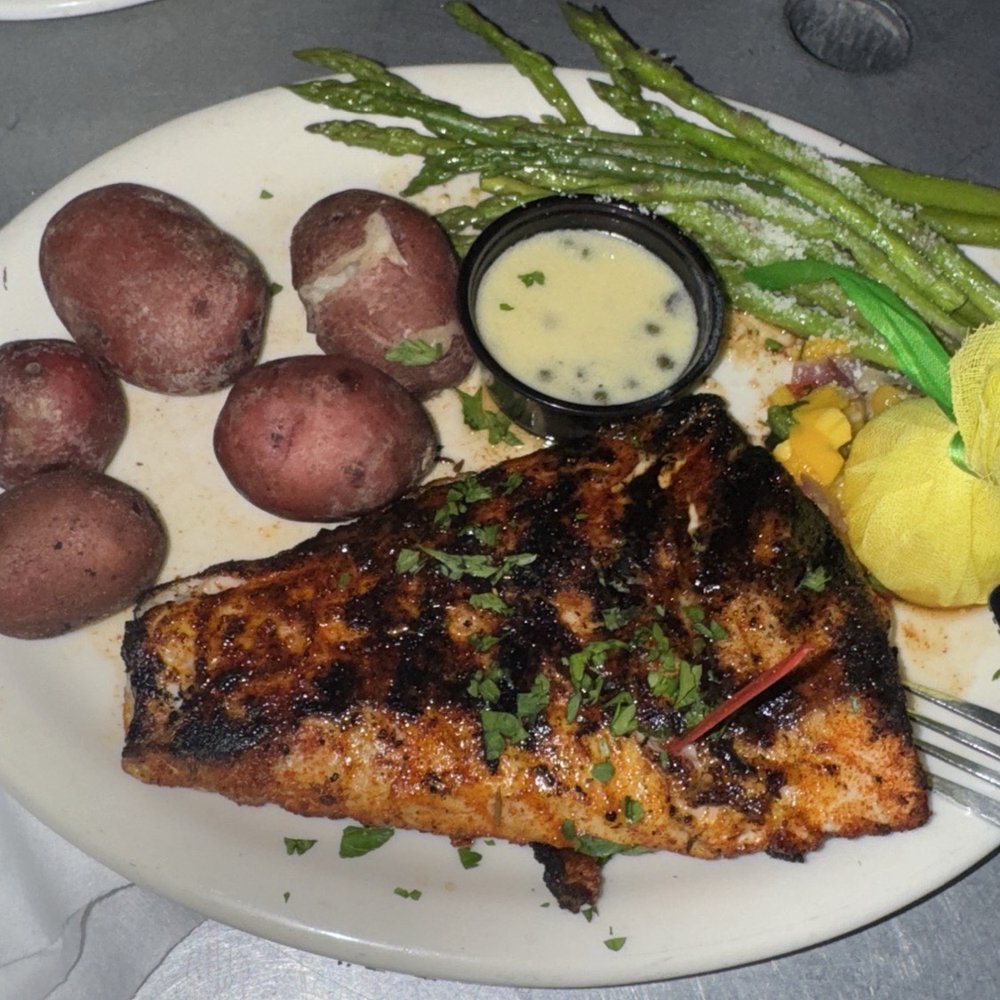 Flounder's Chowder House - Floyd Flounder's Phenomenal Flounder Chowder "Bowl" blackened Red Snapper - Seafood Near Me - Gulf Breeze, Florida Flounder's Chowder House - Floyd Flounder's Phenomenal Flounder Chowder "Bowl" blackened Red Snapper - Seafood Near Me - Gulf Breeze, Florida