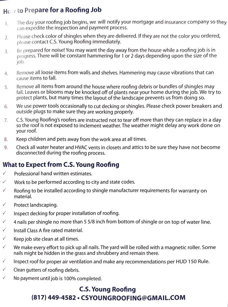 Slide of C.S. Young Roofing & Construction