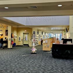 Corvallis-Benton County Public Library - Lobby self serve checkout and book drop also can sign up for library card. Clean bathrooms located on main entry floor.