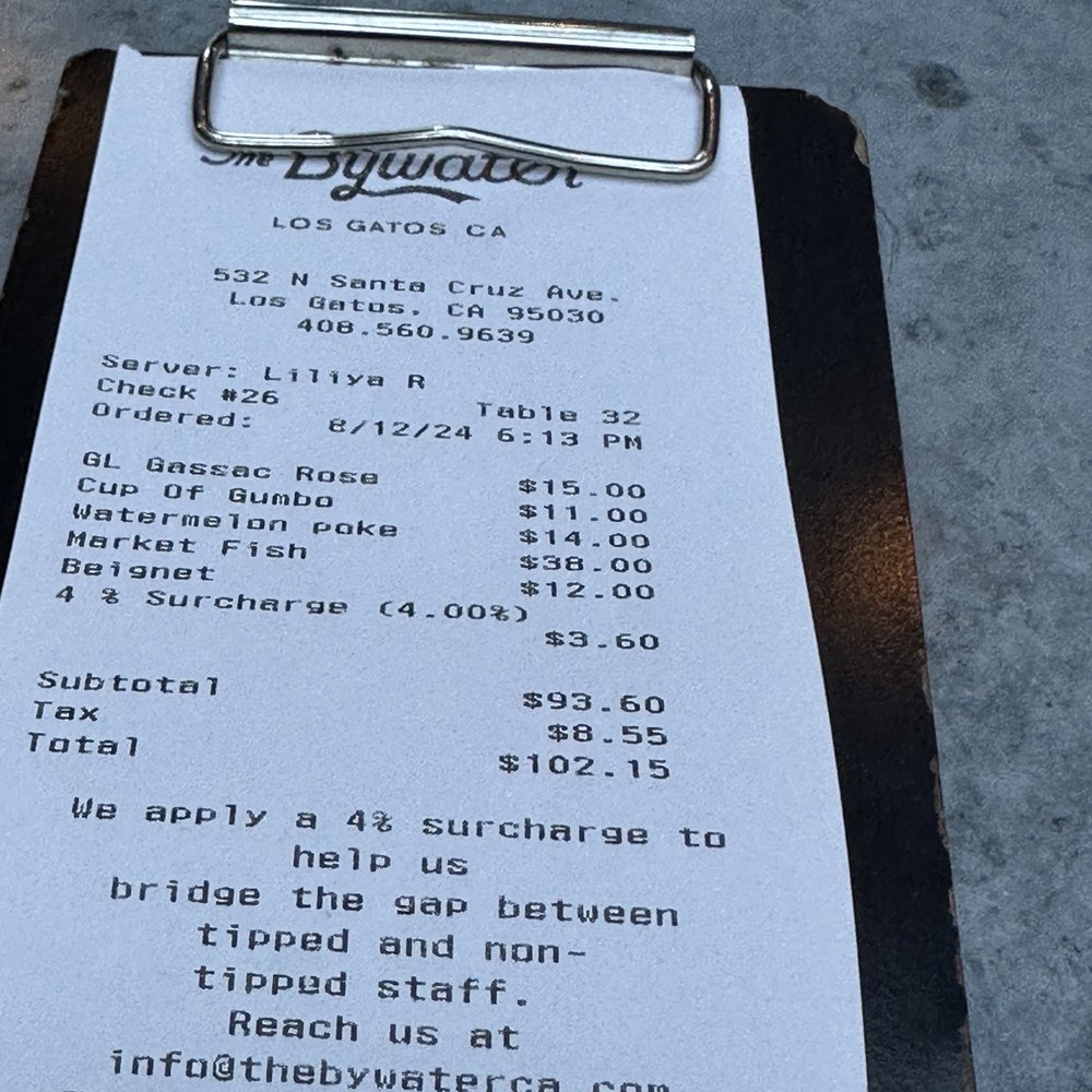 The Bywater - Receipt - Cajun/Creole Near Me - Los Gatos, California The Bywater - Receipt - Cajun/Creole Near Me - Los Gatos, California