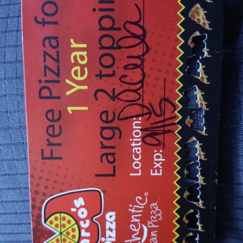 Marco's Pizza - Marco's free Pizza for a year card - Pizza Near Me - Dacula, Georgia Marco's Pizza - Marco's free Pizza for a year card - Pizza Near Me - Dacula, Georgia