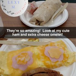 This cute ham omelet was amazing! Almost too cute to eat, but delicious! The Swedish breakfast burrito was amazing too!