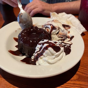 Kickback Jack's - Hubby enjoying dessert! - Sports Bars Near Me - Hickory, North Carolina