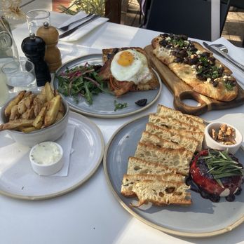 Milligram - Mushroom Flatbread, Baked Brie small plate, Rosemary potatoes and Milligram breakfast - Cafes Near Me - Costa Mesa, California Milligram - Mushroom Flatbread, Baked Brie small plate, Rosemary potatoes and Milligram breakfast - Cafes Near Me - Costa Mesa, California