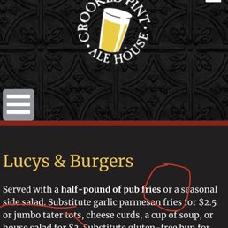 Lucy Burger menu with salad wording Lucy Burger menu with salad wording