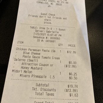 Prosciutto's Pizzeria, Pub & Restaurant - The receipt - Pizza Near Me - Cornelius, North Carolina Prosciutto's Pizzeria, Pub & Restaurant - The receipt - Pizza Near Me - Cornelius, North Carolina