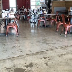Restaurant was completely empty, while workers were talking in the kitchen