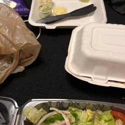 El Gran Pollo II - -2 of 4 sauces given for 1 huge salad, 1 large fry and 2 plates of chicken and sides.