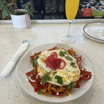 Red Maple - Mimosa and Chilaquiles Egg are over well, you need to specify the way you want them cooked. - Cafes Near Me - Los Angeles, California Red Maple - Mimosa and Chilaquiles Egg are over well, you need to specify the way you want them cooked. - Cafes Near Me - Los Angeles, California