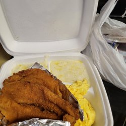 Pancakes N Things - Catfish with eggs and grits! It was absolutely delicious