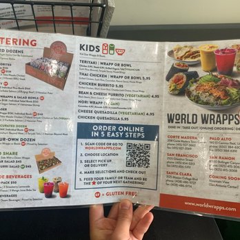 World Wrapps - Back of menu - April 20th 2021 (I recommend looking online for full menu) - Thai Near Me - San Ramon, California