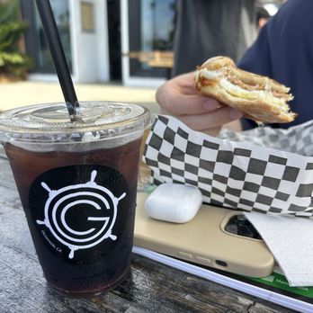 Captain's Grounds Coffee - Iced cold brew and bacon egg and cheese biscuit - Coffee & Tea Near Me - Oceanside, California